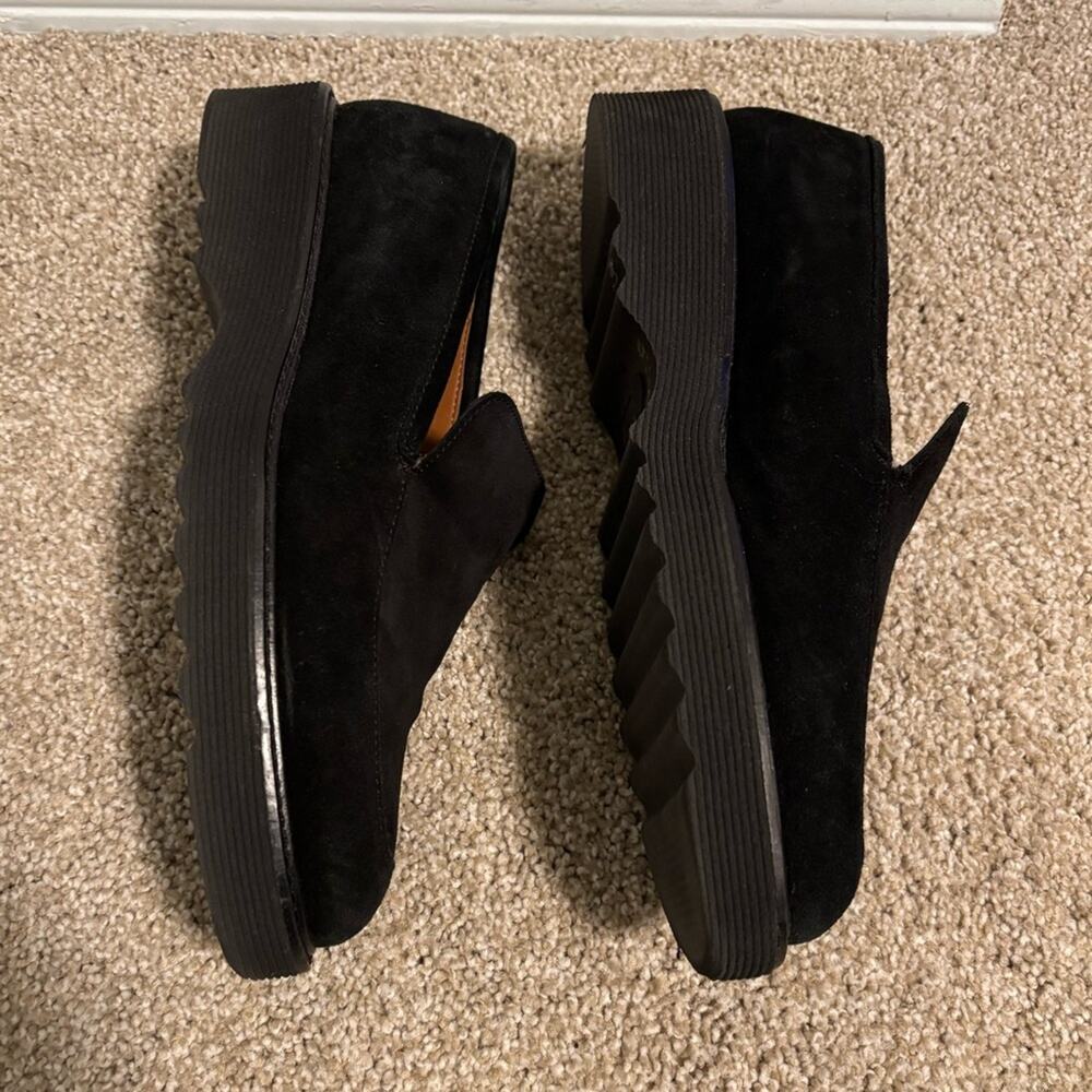 Aquatalia Black Suede Slip On Platform Loafers Size 8.5 - Picture 5 of 9